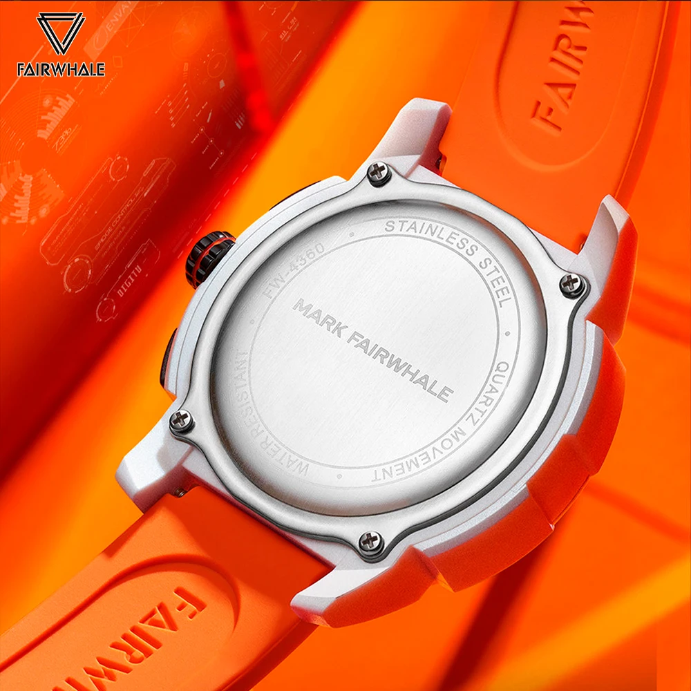 Orologio da polso al quarzo da ragazzo di moda cronografo sportivo da uomo orologio in resina impermeabile marchi di lusso cinturino in Silicone arancione orologi alla moda