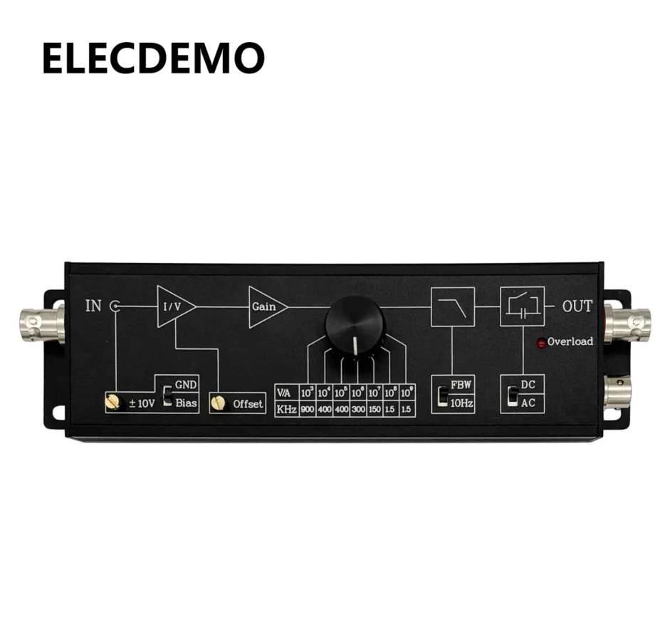 TIA Amplifier Module, I-V Conv 7-Range Var Gain, Weak Current Measurement, Hamamatsu PIN PD, Low Noise, High Precision，DLPCA200