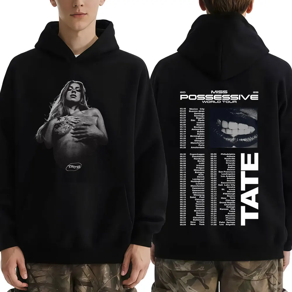 Tate McRae Miss Possessive Tour 2025 Sudadera con capucha vintage para hombre y mujer, jersey estético de manga larga, sudaderas holgadas e informales
