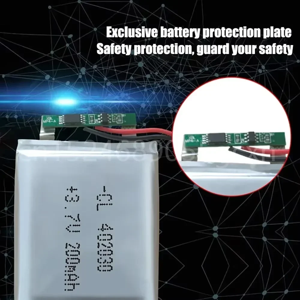 Baterai Lithium polimer 3.7 V, 402030 042030 200mah dapat disesuaikan grosir CE FCC ROHS MSDS sertifikasi kualitas