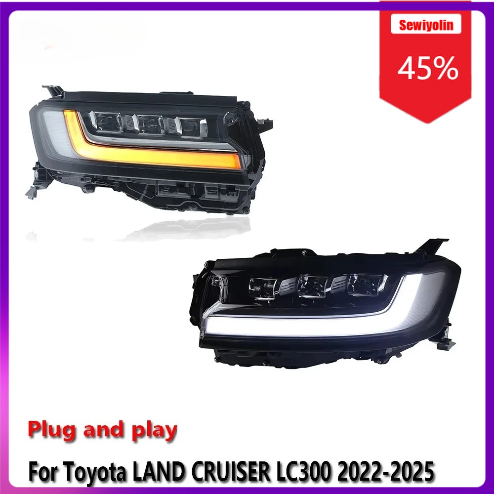 

Автомобильные светодиодные лампы Sewiyolin в сборе для Toyota LAND CRUISER LC300 2022-2025, противотуманные фары DRL, стоп-сигналы поворота