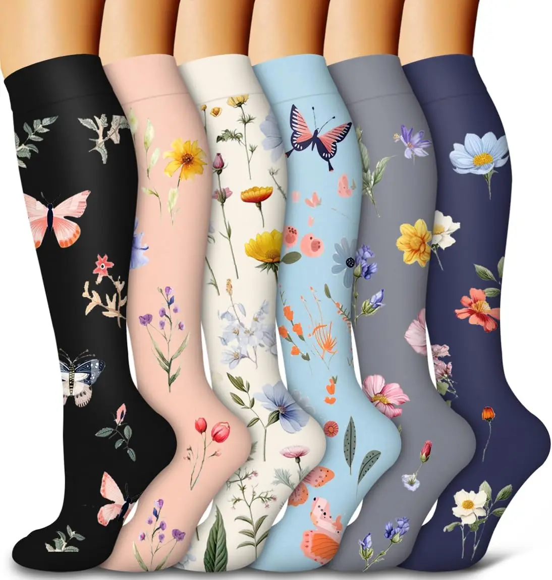 

Комплект из 6 медных компрессионных носков для женщин и мужчин, лучшая поддержка кровообращения для медицинских, бега, кормящих, спортивных носков для бега