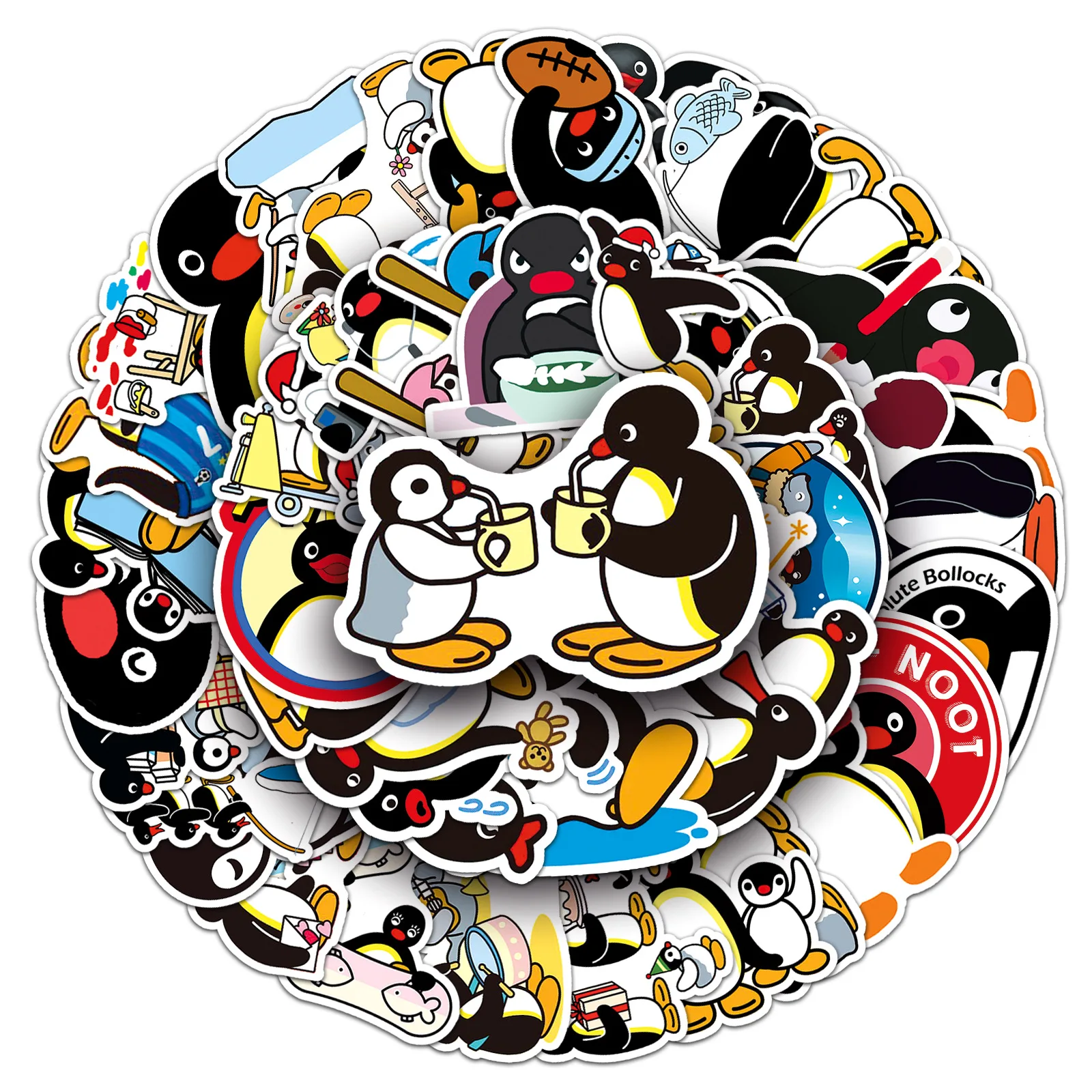 50 قطعة من ملصقات Pingu Graffiti ملصقات البطريق الإبداعية DIY ديكور لطيف الأمتعة القرطاسية مقاوم للماء PVC الحيوان ملصق