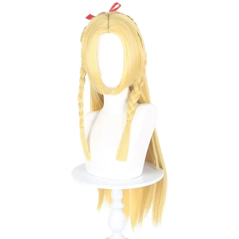 Anime Dungeon Marcille Donato 코스프레 가발 내열성 긴 노란색 머리 큰 엘프 귀 할로윈 파티 액세서리