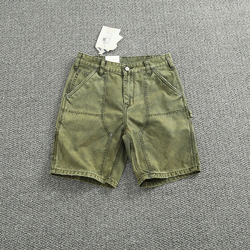 

Мужские потертые шорты-карго средней длины из 100% хлопка в стиле ретро, повседневные модные брендовые летние брюки-карго средней длины