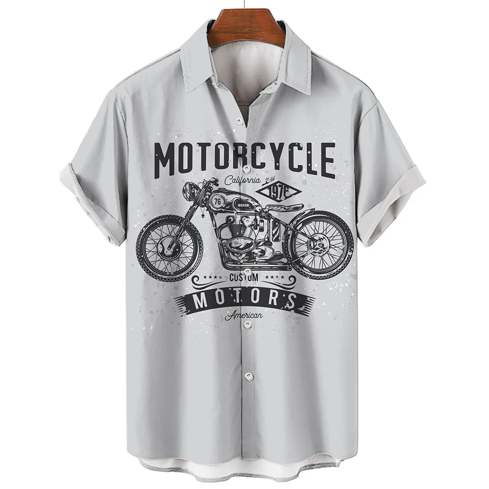 Vintage Shirt Motorcycle Pattern Short-Sleeved Tops Summer Men\'S Clothing 2023 T-Shirt For Men 1971 3d Printing Tees