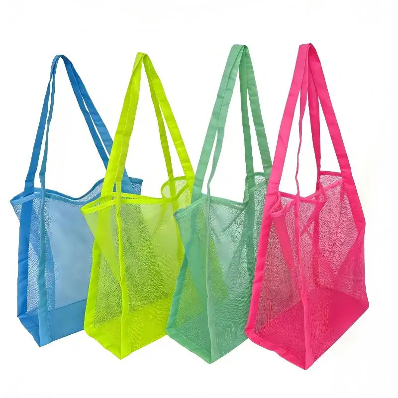 New Outdoor Protable Mesh Bag Handbag Kids Toys Storage Bags Swimming Large bag For Towels Women Cosmetic Makeup Organizer