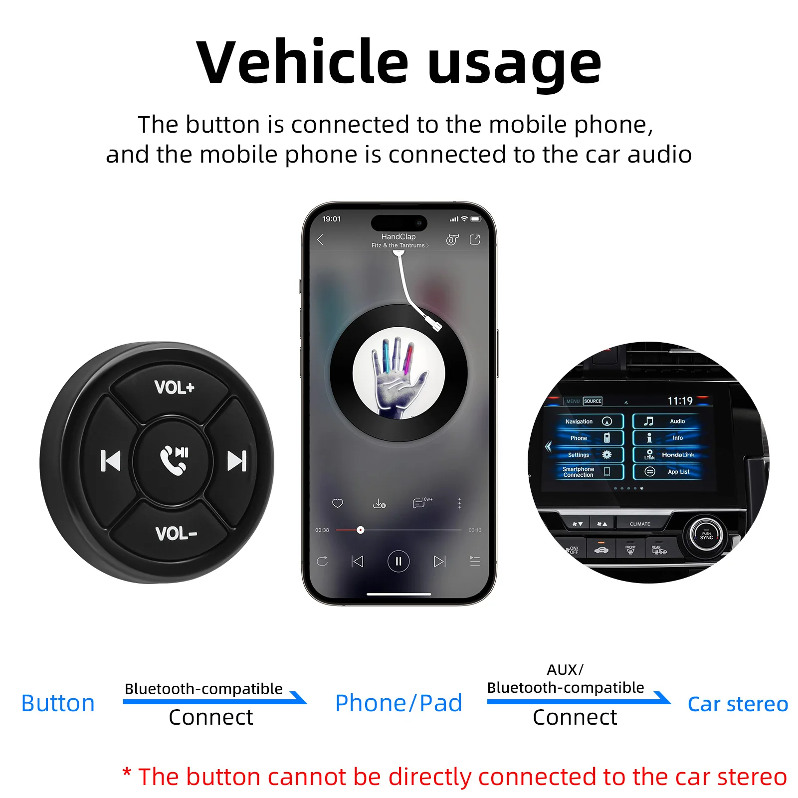 5 Keys Wireless Remote Control Media Intelligent Controller With Answering Phone Calls Function Car Motorcycle Bike Music Play