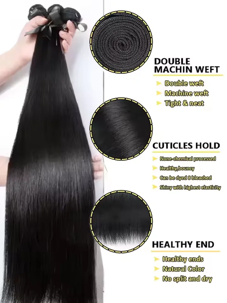 30 40 Inch Bone Straight 100% Bundles Deal Brazilian Virgin Human Hair 3 4 Bundles Raw Hair Extensions Natural Color Remy image 4