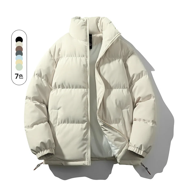 Padded-on Men's Stand-up Collar Thickened Jacket Winter New American Trendy Brand Loose Padded Jacket Cold-proof and Warm Bread