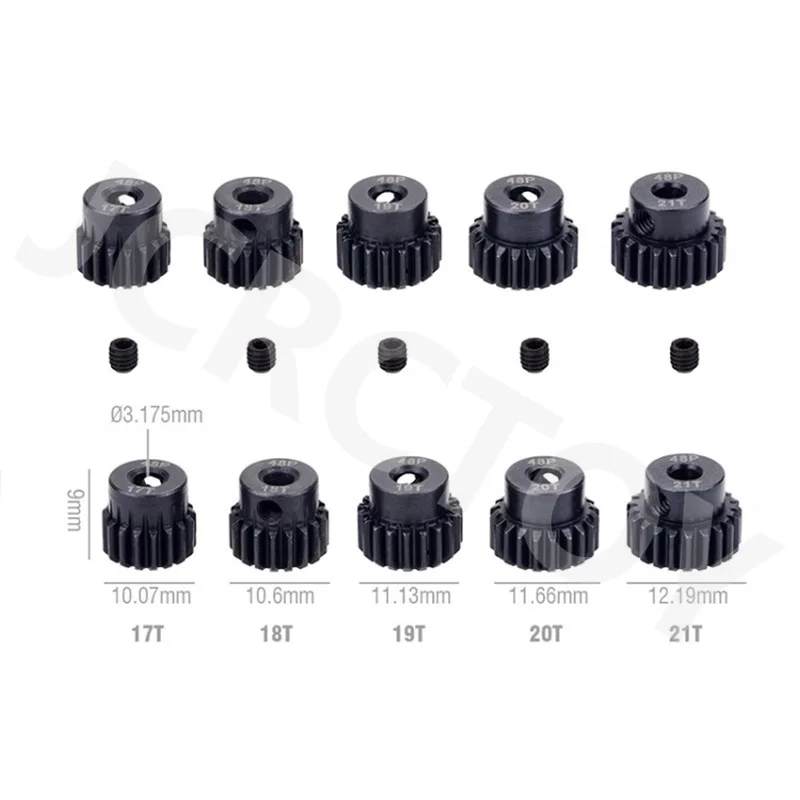 RC 48P 3.175mm Metal Motor Gear Pinion Gear 13T 14T 15T 16T 17T 18T 19T 20T 21T 22T 23T 24T 25T For 1/10 1/12 Remote Control Car