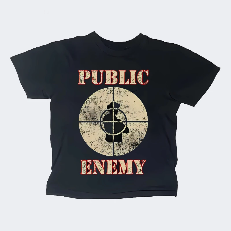 

2000s Harajuku Print Round Neck Baby T-shirt Casual Short Sleeved Gothic Punk Crop Top Star Girl Retro Women's T-shirt