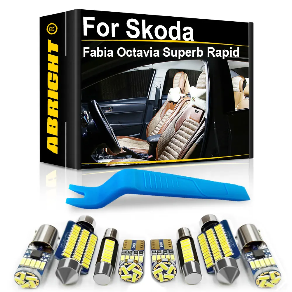 Samochodowe oświetlenie wewnętrzne LED Canbus do Skody Superb 1 2 3 3U 3T 3V3 3V5 Fabia Octavia MK1 MK2 MK3 A5 A7 6Y NJ3 NJ5 Rapid Akcesoria