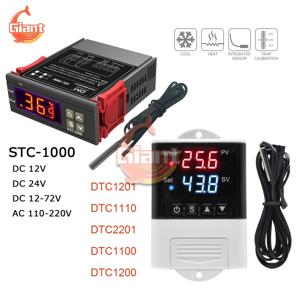 STC-1000 12V 24V 72V 220V LED Digital Thermostat DTC1201 DTC1110 DTC2201 DTC1100 DTC1200 Temperature Controller for Incubator