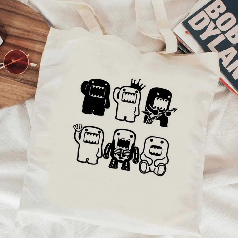 Domo Kun-Bolsa de yute reutilizable para compras, bolso de mano para reciclar, tejido reciclado, ecológico
