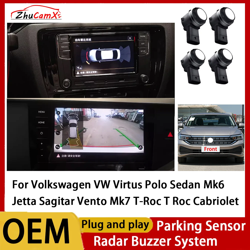 Sistema de zumbador de Radar de respaldo de asistencia con Sensor de estacionamiento para Volkswagen VW Virtus Polo Sedan Mk6 Jetta Sagitar Vento Mk7 T-Roc