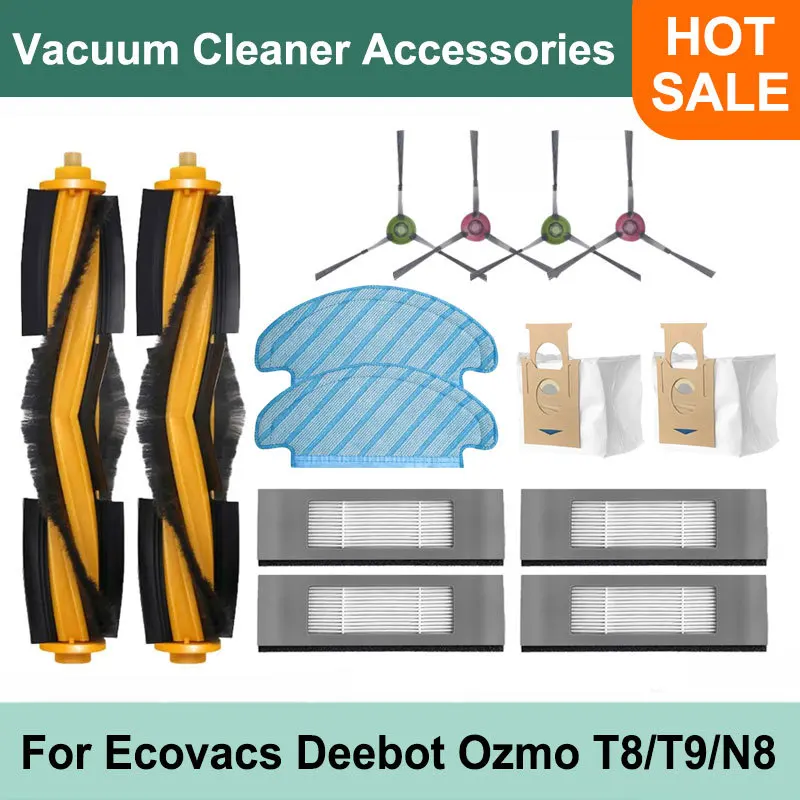 For Ecovacs Deebot T8+ T8 AIVI T8 N8+ N8 Plus N8 Pro T9 Spare Parts Main Side Brush Hepa Filter Mop Cloth Dust Bag Accessories