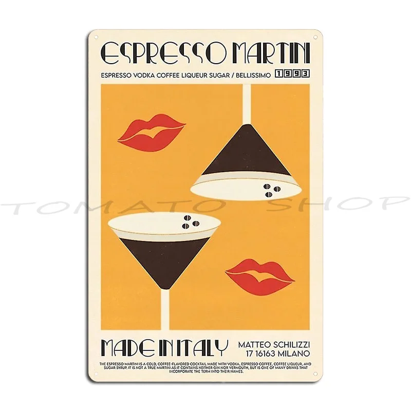 Espresso Martini Poster Metal Sign Wall Cave Designing Printing Cave Designs Tin Sign Poster