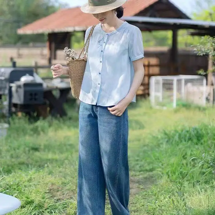 

Рубашки с коротким рукавом, женская кружевная многослойная укороченная рубашка, городское городское сладкое женственное художественное студенческое молодежное современное шикарное платье