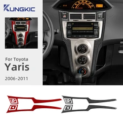For Toyota Yaris 2006 2007 2008 2009 2010 2011 Real Soft Carbon Fiber Sticker LHD Car Central Control CD AC Knob Accessories