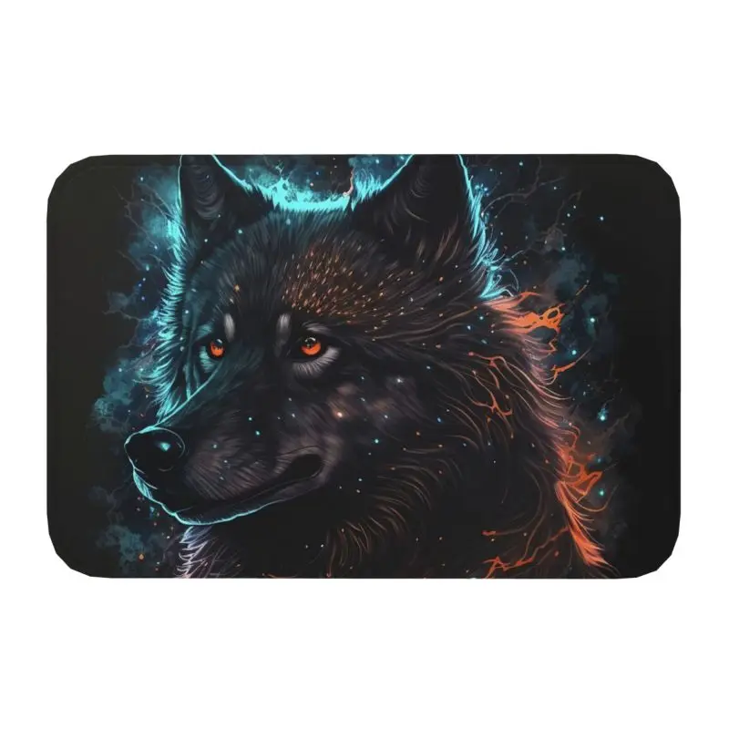 Custom Spirit Animal Wolf Doormat Non-Slip Entrance Bath Kitchen Door Floor Mat Toilet Rug Carpet Footpad