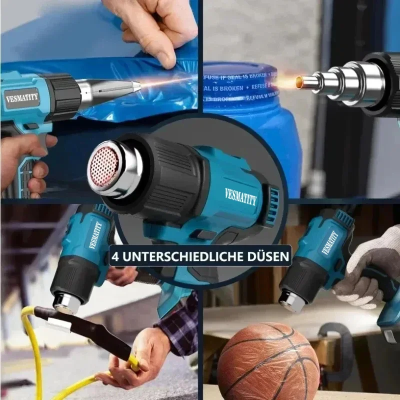 Cordless Hot Air Gun Industrial Handheld Electric Heat Gun Temperatures Adjustable Heat Gun For Makita Battery