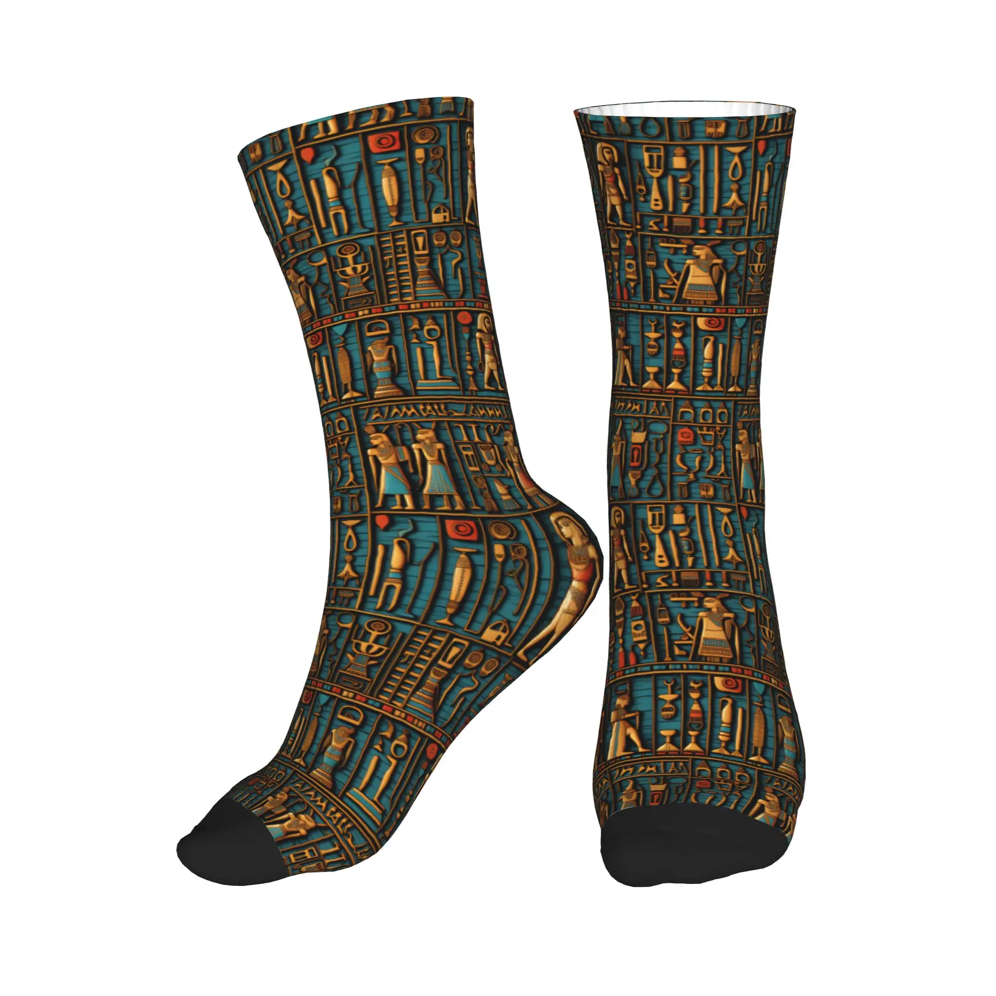 

Cool Men's Egyptian Hieroglyphs Gods Symbols Art Pattern Dress Socks Unisex Warm Breathbale 3D Print Crew Socks