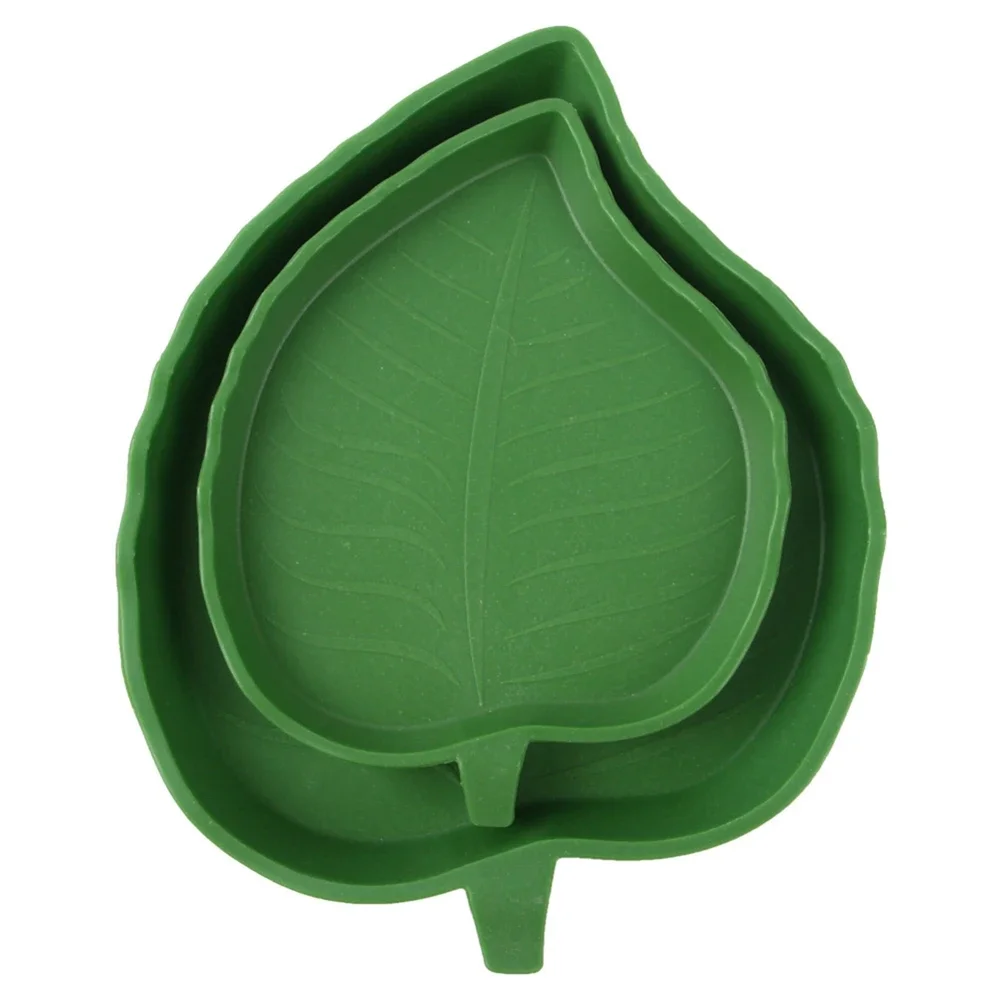 Reptile Dish Food Bowl Leaf Shape Water feeder Tortoise Habitat Accessories drink Plate For Turtle Lizards Hamsters Snakes