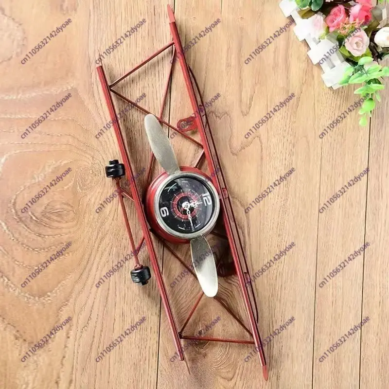 Creative European Retro Iron Aircraft Wall Clock Aircraft Clock Home Wall Wall Decoration Electronic Clock