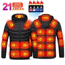 Veste Légère Auto-Chauffante en Coton pour Homme et Femme, Manteau Électrique USB, Idéal pour Ski, Camping, Vêtement d'Hiver, 21 Zones