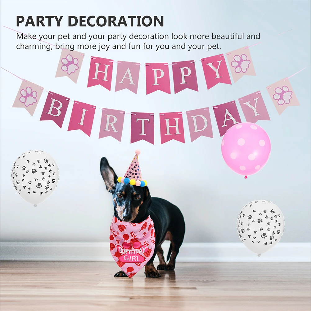 

Pet Birthday Decoration Pink Dog Banner Cat Party Decor Supplies Girl Favor Props Dog Accessories Pet Supplies