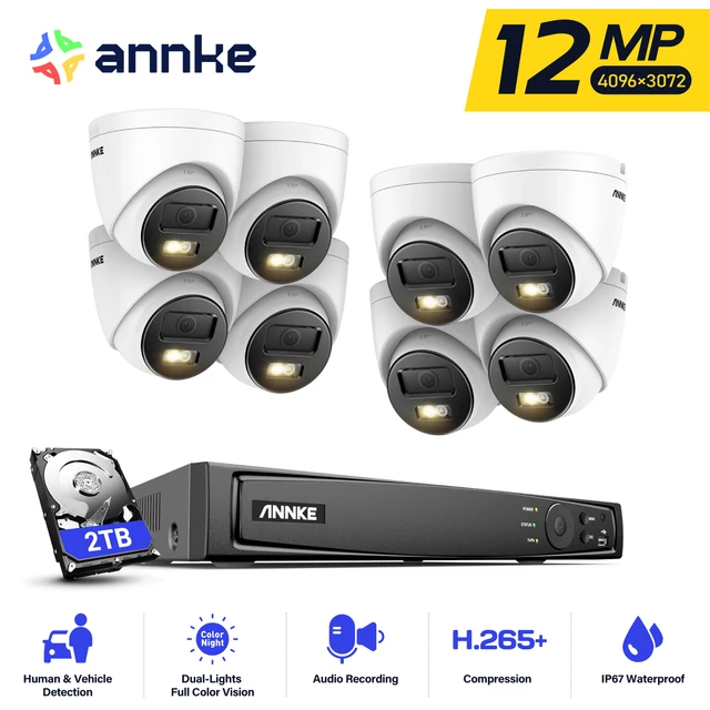 ANNKE 12MP Smart Dual Light Camera Kits Security Cam 8CH NVR 8PCS POE Camera Outdoor CCTV Video Surveillance Protection Camera ANNKE 12MP Smart Dual Light Camera Kits Security Cam 8CH NVR 8PCS POE Camera Outdoor CCTV Video Surveillance Protection Camera