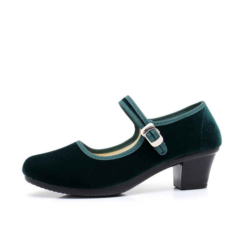 Nuove décolleté da donna scarpe da ballo con tacco basso in velluto traspirante tacchi Casual quotidiani tacchi con suola morbida antiscivolo