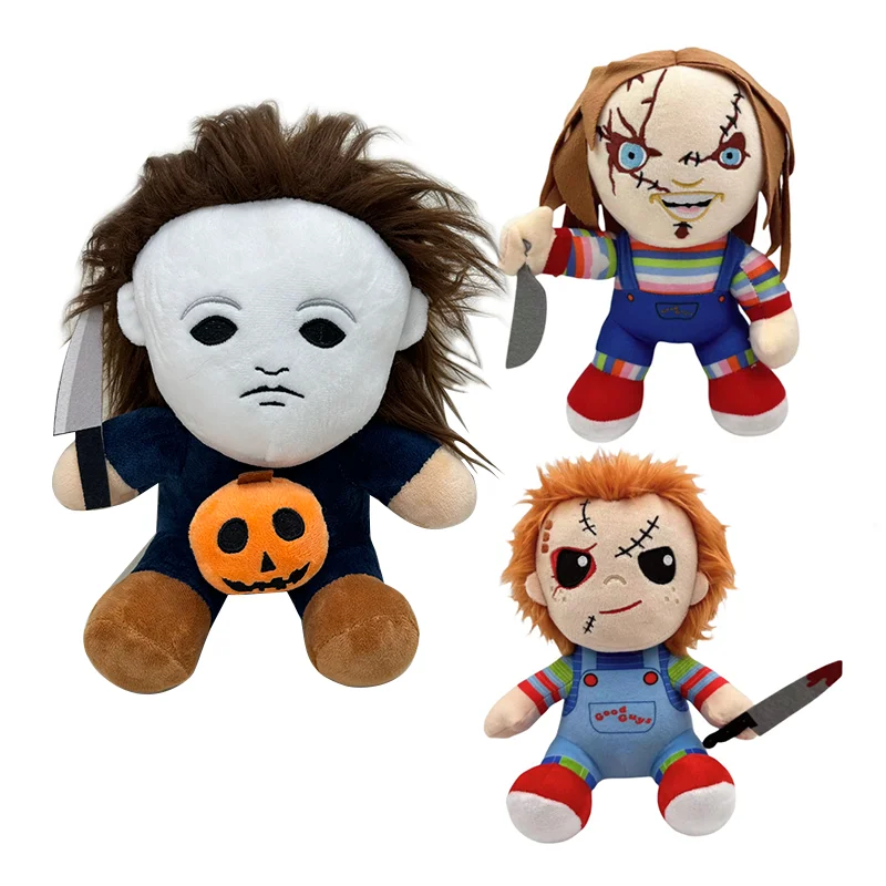 TreasuringU Halloween Horror Plush Toys Michael Myers Stuffed Dolls Chucky Soft Toys Birthday Gifts Halloween Party Decoration