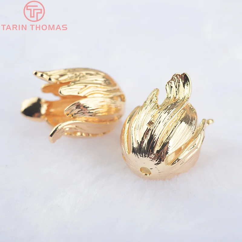(3700)6PCS 24K Gold Color Plated Brass Flower Caps Tassel Caps Diy Jewelry Findings Earrings Accessories