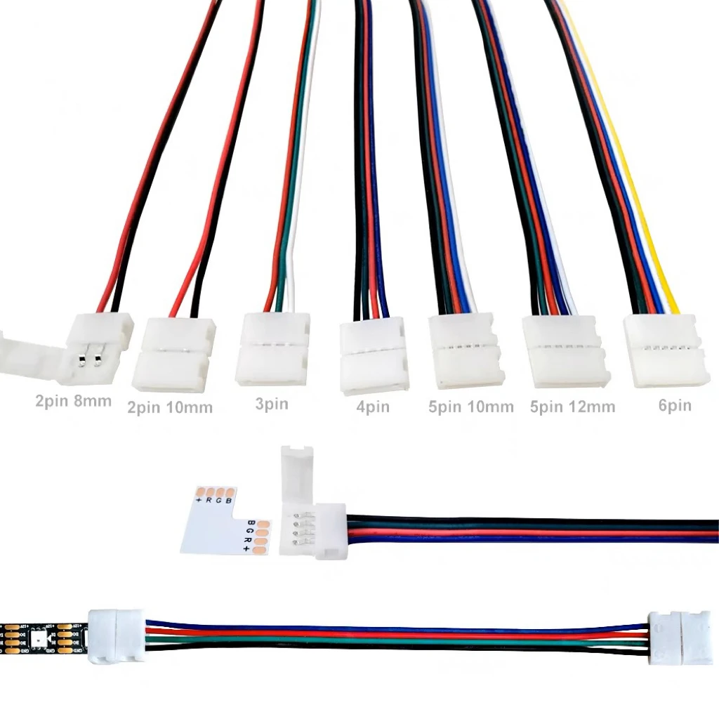 

5-50Pcs 2/3/4/5/6Pin LED Connector Double Clip Connector Cable For 3528 5050 RGB RGBW RGBWW LED Strip Light