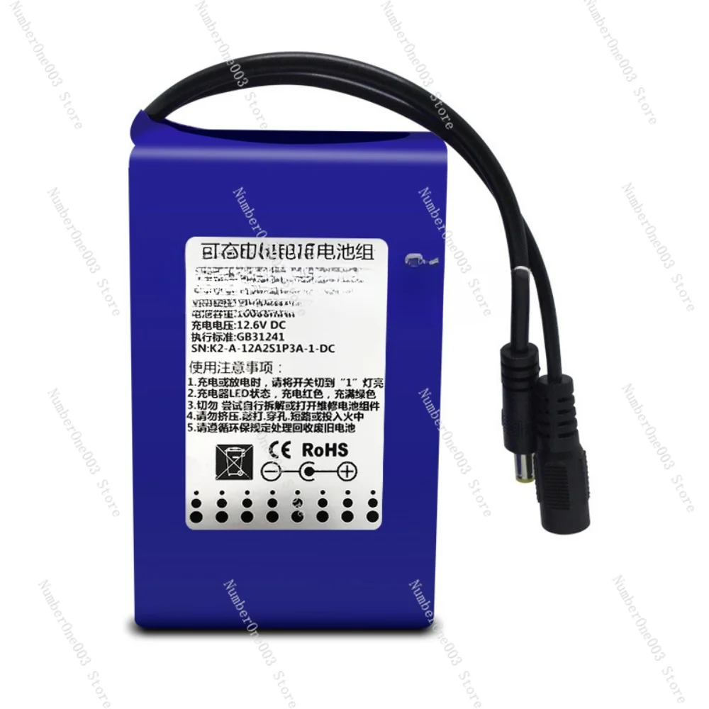 12V Lithium Battery Pack 10Ah Large Capacity 18650a Product Cell Monitoring LDE Light with Audio Lithium Battery