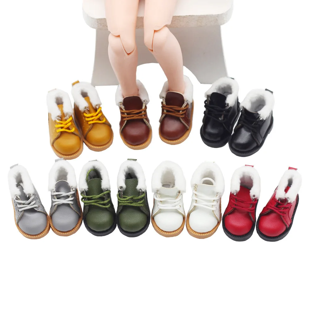2025 New Hot-selling Doll Shoes Trend Plush Short Boots Autumn and Winter Accessories Simple and Versatile Solid Color Shoes