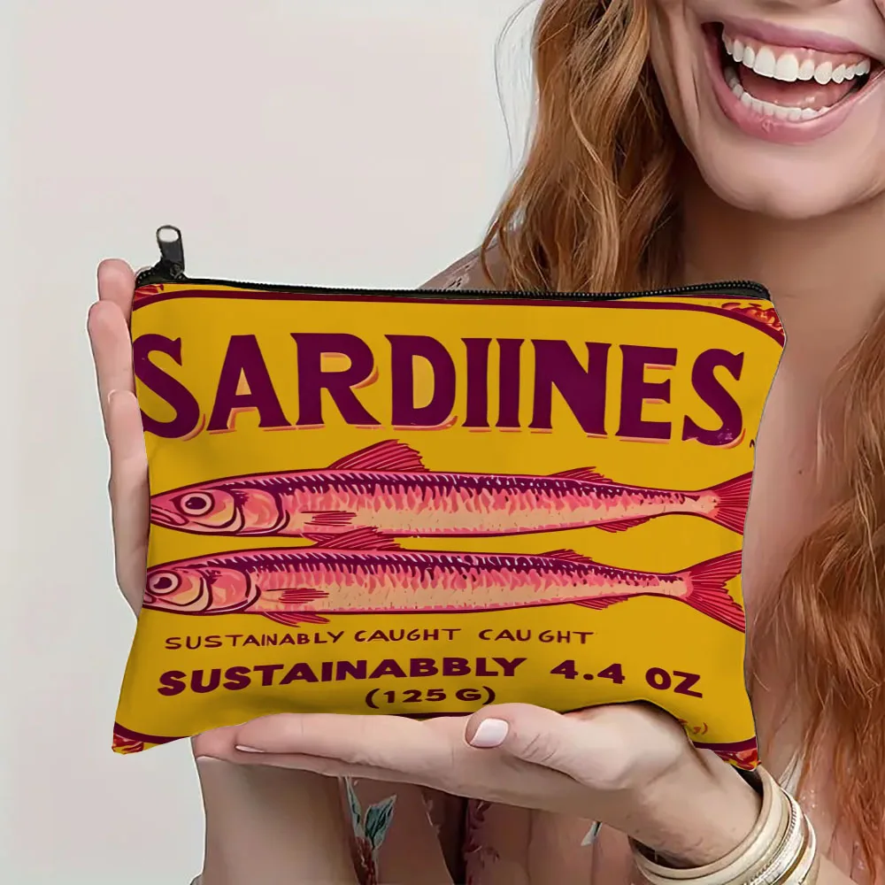 للجنسين-الكبار مختلط اللون العصرية البسيطة زيبر الحقيبة حقيبة مستحضرات التجميل تخزين متعدد الوظائف مع زيت الزيتون تصميم السردين المحمولة