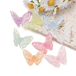 10pcs/lot 37.5mm Glitter AB Color Butterfly Acrylic Beads Loose Beads For DIY Jewelry Making Necklace  Bracelet Accessories