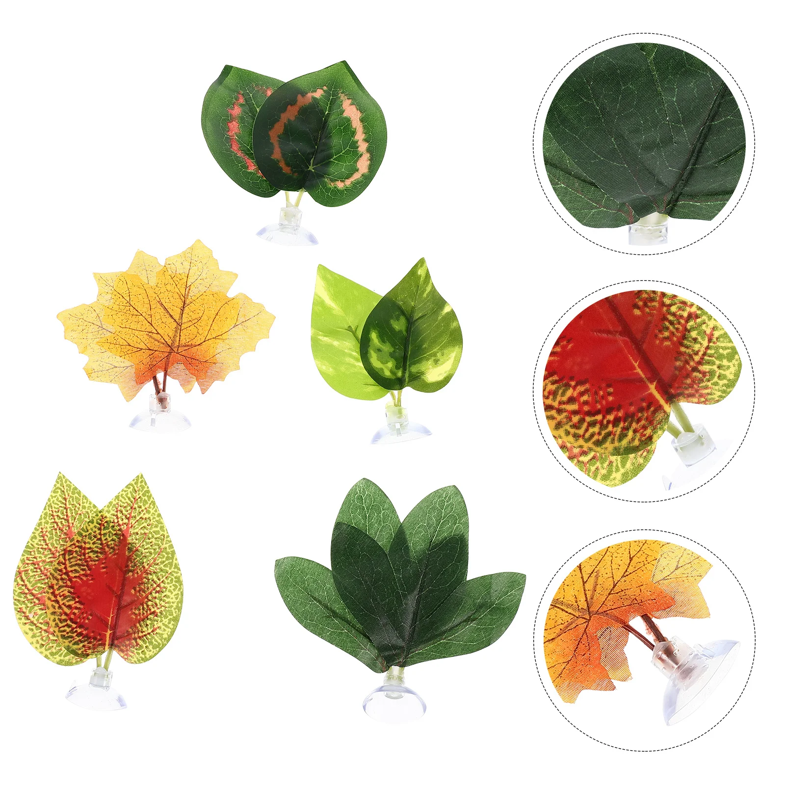 

5pcs Simulation Plant Leaf Artificial Reptile Terrarium Decor For Aquarium Landscape Fake Plants Pet Habitat Decoration