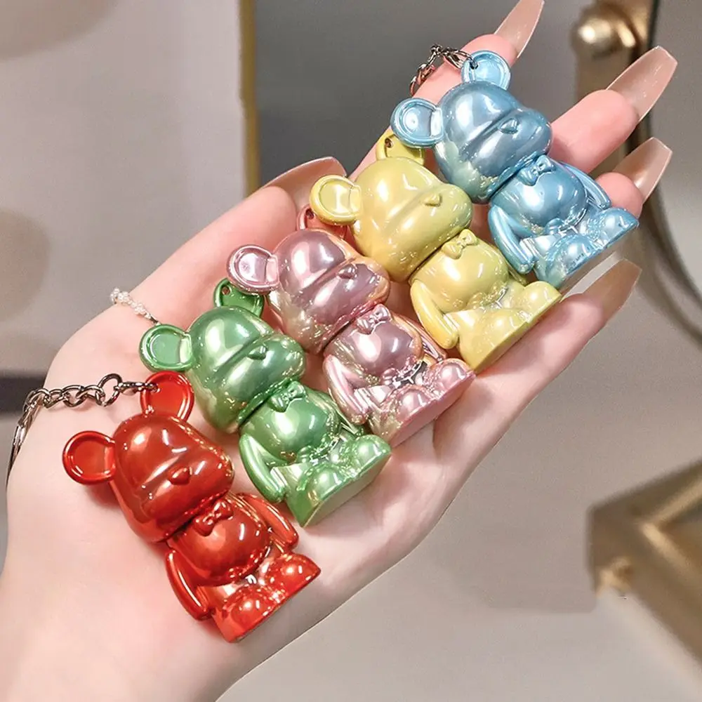 Cute Jelly Mirror Lipstick Bear-shaped Moisturizing Lip Gloss Waterproof With Key Chain Long-lasting Lipstick Women