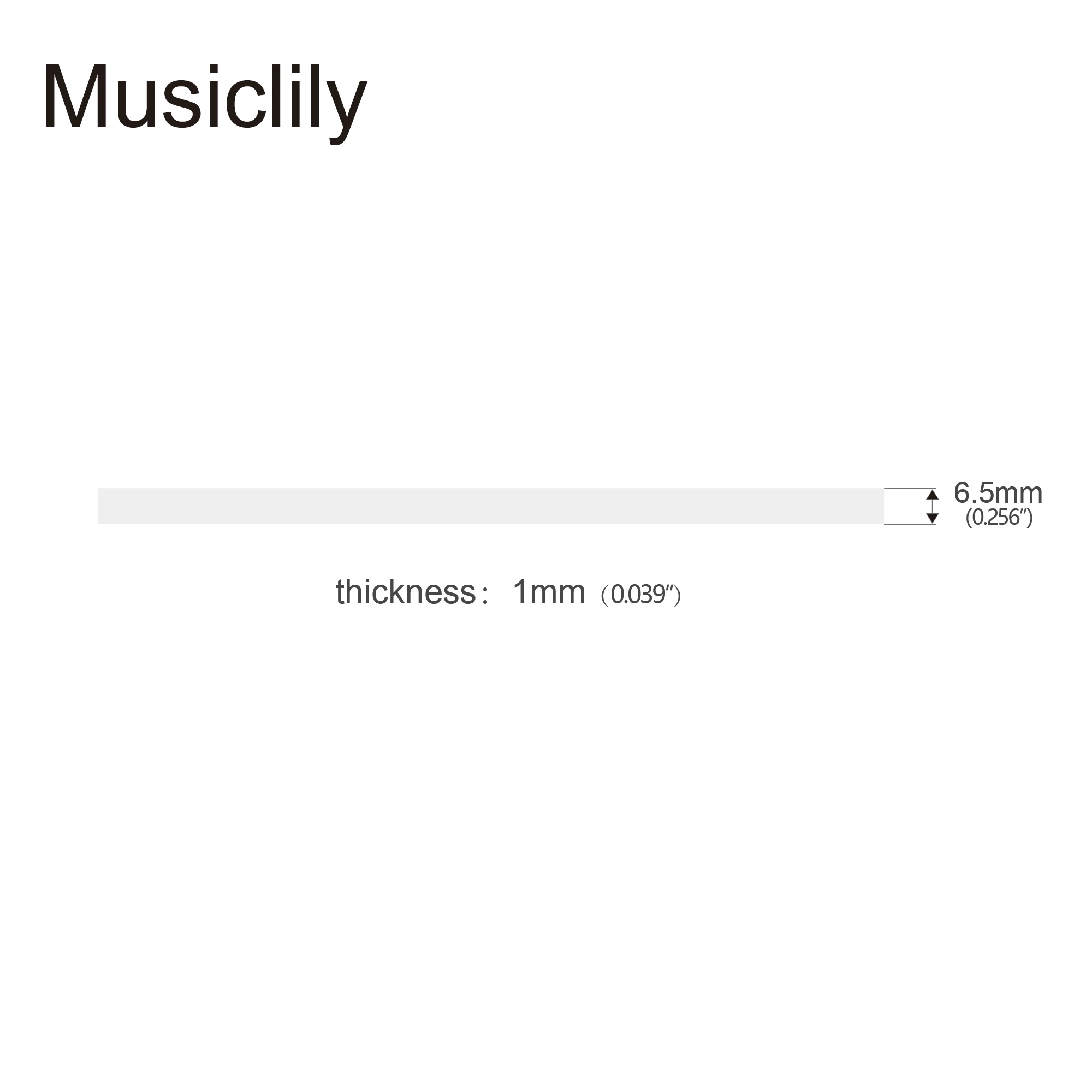 Musiclily Basic 1650x6.5x1mm ABS Plastic Binding Purfling Strip for Acoustic Classical Guitar