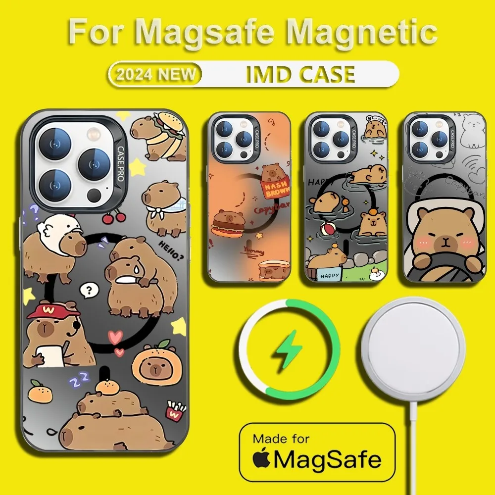 

Cartoon Kapibala Animal Phone Case For iPhone 15,14,13,12,11,Plus,Pro,Max Mini Magsafe Magnetic Wireless Charging