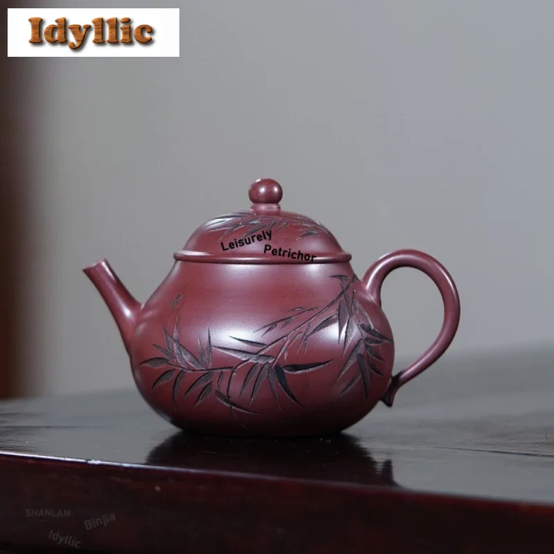 

200 мл Исин Фиолетовые Глиняные Чайники Ручной Работы Пирфор Горшок Сырой Руды Дракона Кровь Песок Чайник Чайник с Заварочным Чайным Набором Zisha