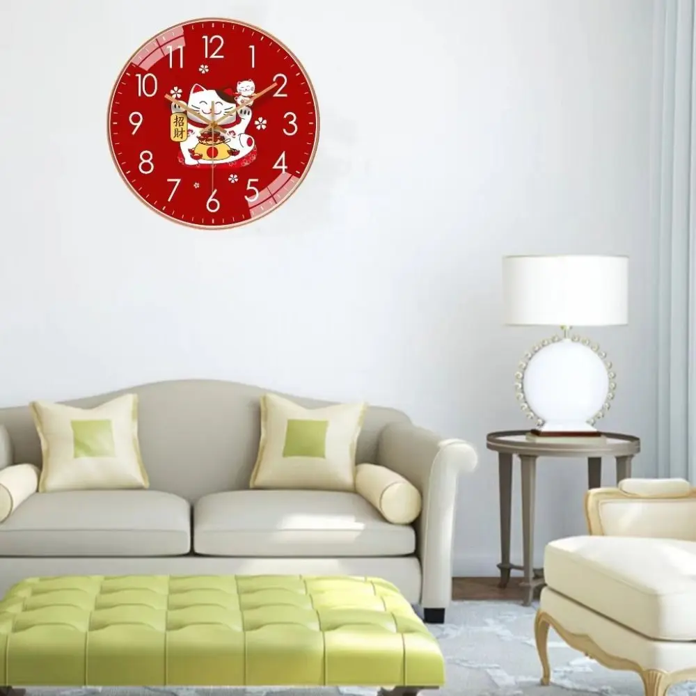 1PC Lucky Household Wall Clocks High Quality Simple Fashion Silent Wall Clock Cute Red Living Room Clock For 8-Inch Home Decor