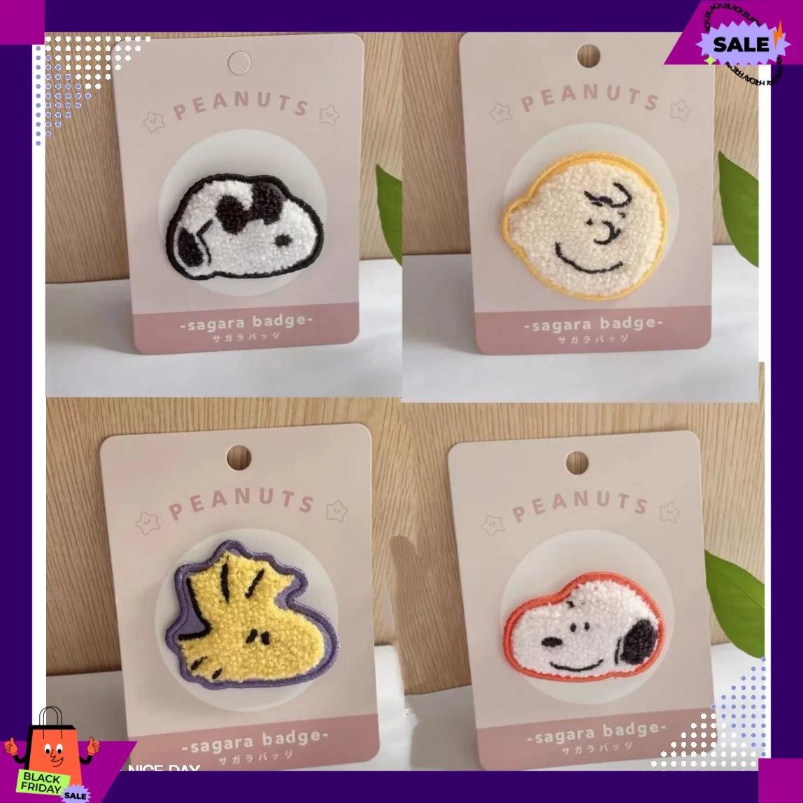 

Snoopy anime embroidery badge cartoon cute clumsy Tucker Charlie Brown patch brooch merchandise birthday gift wholesale