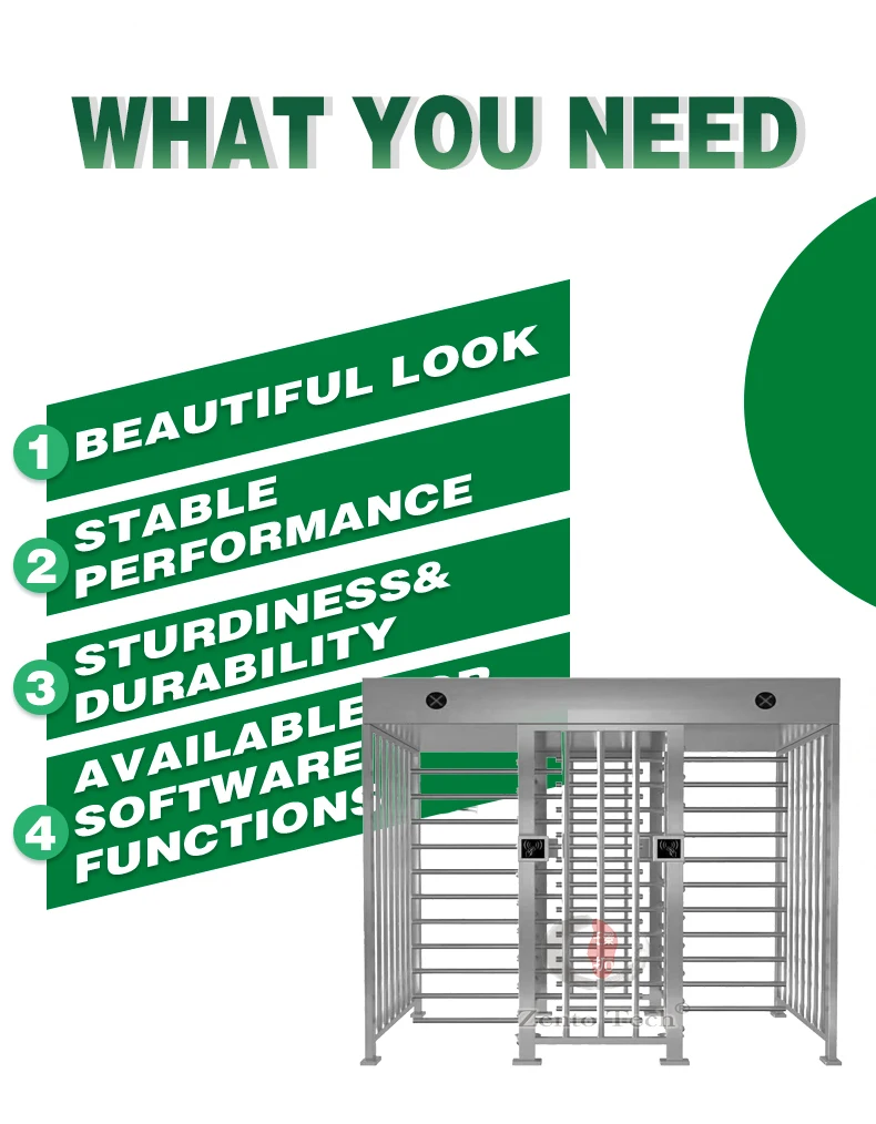 304SS Full Height Turnstile Gate with Pedestrian Control System Gym Turnstile Automatic Gates Auto Steel Stainless Power Weight