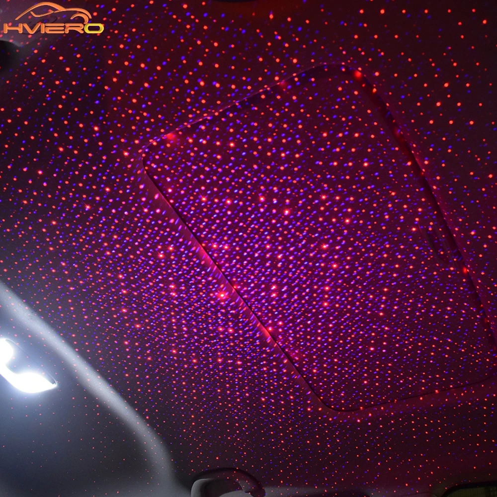 Car Roof Star Lights Interior USB Mini LED Starry Sky Projector Auto Lamp Decoration Night Galaxy Laser Home Atmosphere Lantern