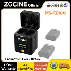 ZGCINE NP-FZ100 Battery Charging Case USB-C PD Dual Slot Card Reader OLED for Sony A7IV A7III A7CII A7RV FX3 FX30 ZV-E1 A6700
